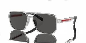 NEW PRADA men's linea rossa ps 51zs aviator sunglasses in silver - dark grey